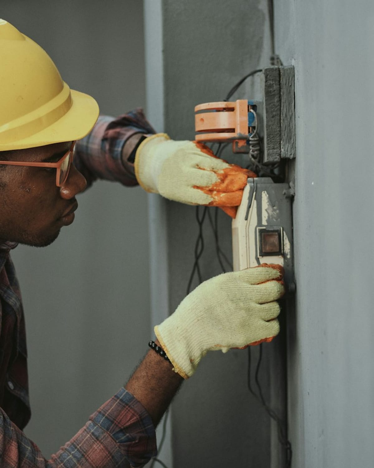 Electrician wiring an installation